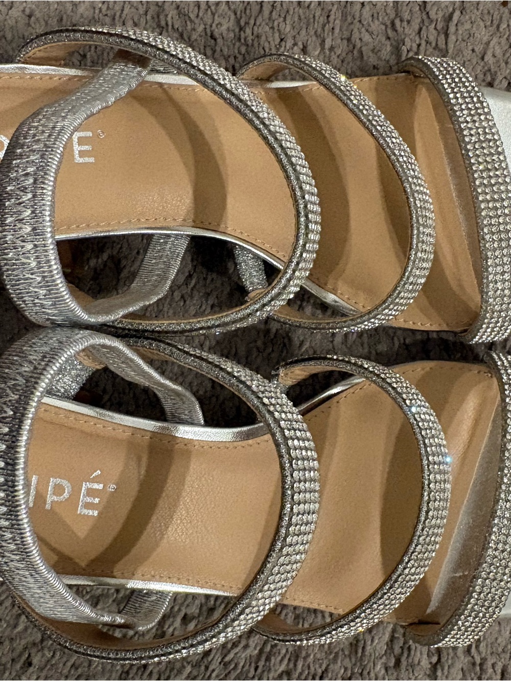 Maripe Silver Rhinestone Strappy Heels